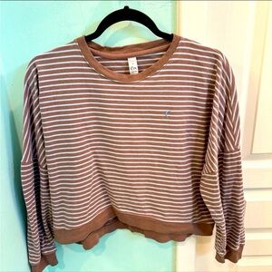 Zyia Dust Stripe Crewneck Crop Sweatshirt size small